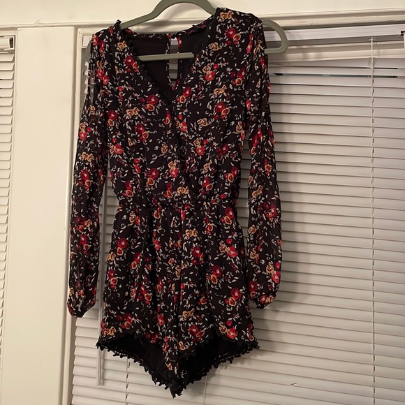 Material Girl Pants - Black Floral Romper